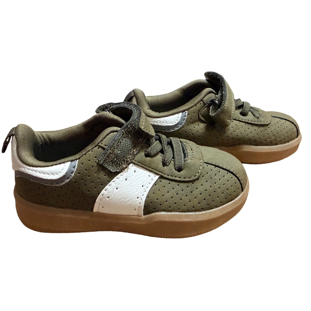 OshKosh Bgosh Lyra-B Toddler Sneakers Olive Green White Size 7M OF25E03H